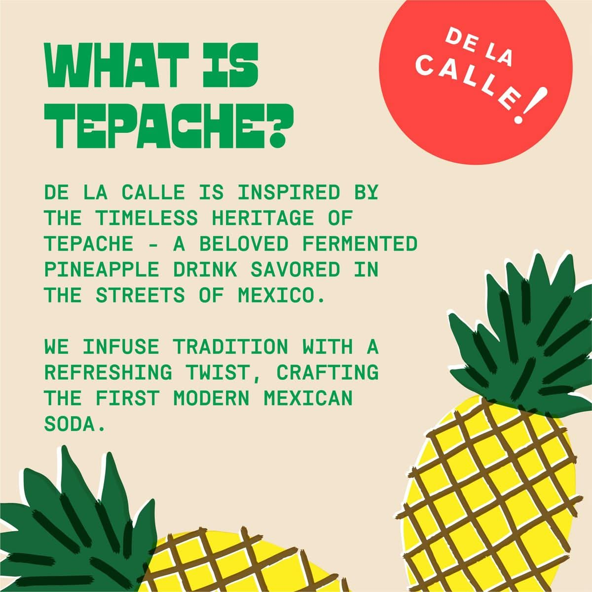 De La Calle Tepache  Pineapple Chili  Modern Mexican Soda  Craft Fermented Pineapple Sparkling Beverage  Certified Organic Antioxidant Rich NonAlcoholic Healthy Soda Low Sugar Low Calorie NonGMO