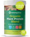 Amazing Grass Organic Plant Protein Blend: Vegan Protein Powder, New Protein Superfood Formula, All-In-One Nutrition Shake with Beet Root, Original, 12 Servings