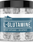 Earthborn Elements L-Glutamine 200 Capsules, Pure & Undiluted, No Additives