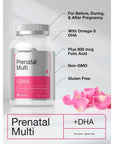 Women's Prenatal Multivitamin with DHA, Iron and Folic Acid | 90 Softgels | Non-GMO & Gluten Free | by Horbaach