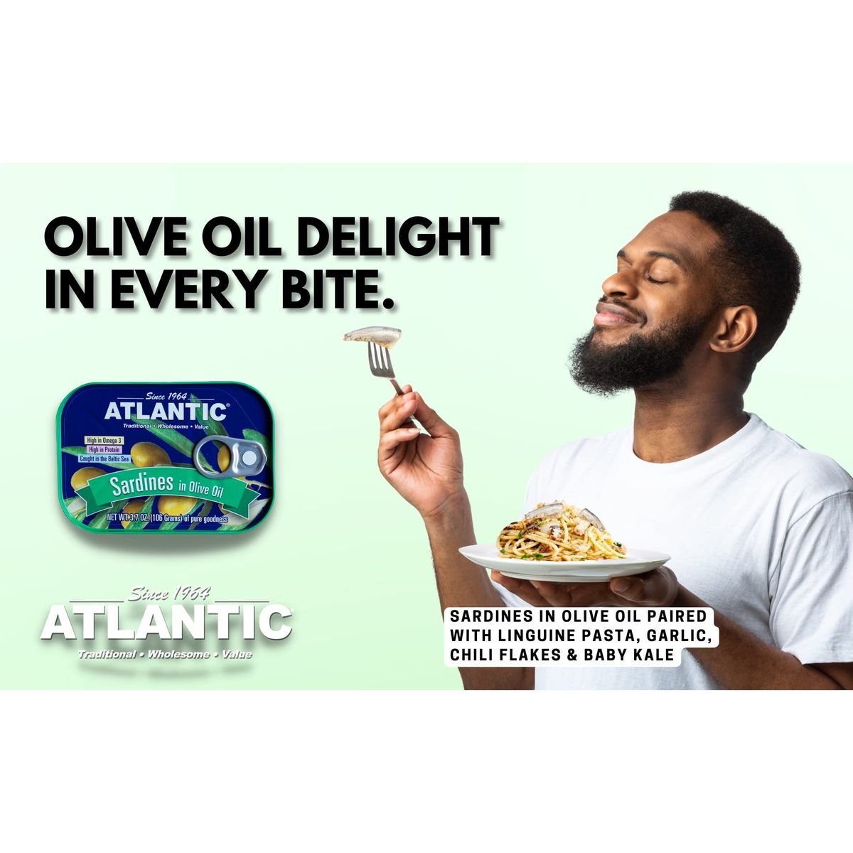 ATLANTIC  Wild Caught Sardines Keto  Paleo Friendly Total 148oz Four Cans Olive Oil