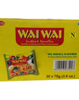 Wai Wai Instant Noodles Veg Marsala Flavored 26Ounce 75g Packages Pack of 30