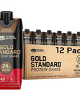 Optimum Nutrition Gold Standard Protein Shake, 24g Protein, Ready to Drink Protein Shake, Gluten Free, Vitamin C for Immune Support, Chocolate, 11 Fl Oz, 12 Count