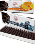 Sweets Candy Dark Chocolate Orange Sticks and Blueberry Sticks 2 Pack Dark Chocolate Covered Blueberries Sticks Chocolate Covered Orange Jelly Sticks Chocolate Sticks Orange Sticks Candy