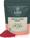 Lily of the Valley Hibiscus Flower Powder  Ground Hibiscus Sabdariffa Ideal for Cooking Baking Tea Smoothie  Vegan  GlutenFree  Packed in Resealable Pouch 4oz 113g Package May Vary