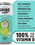 ShineWater Vitamin D Hydration Electrolyte Drink Coconut Lime 12 Pack Sugar Free Naturally Flavored Water Magnesium Zinc Vitamin B12 Folic Acid Plant Based Antioxidants Low Calorie