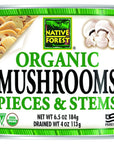 Native Forest Organic Mushrooms Pieces  Stems  Canned Mushrooms Low Fat Low Calories NonGMO Project Verified USDA Organic  65 Oz Pack of 12