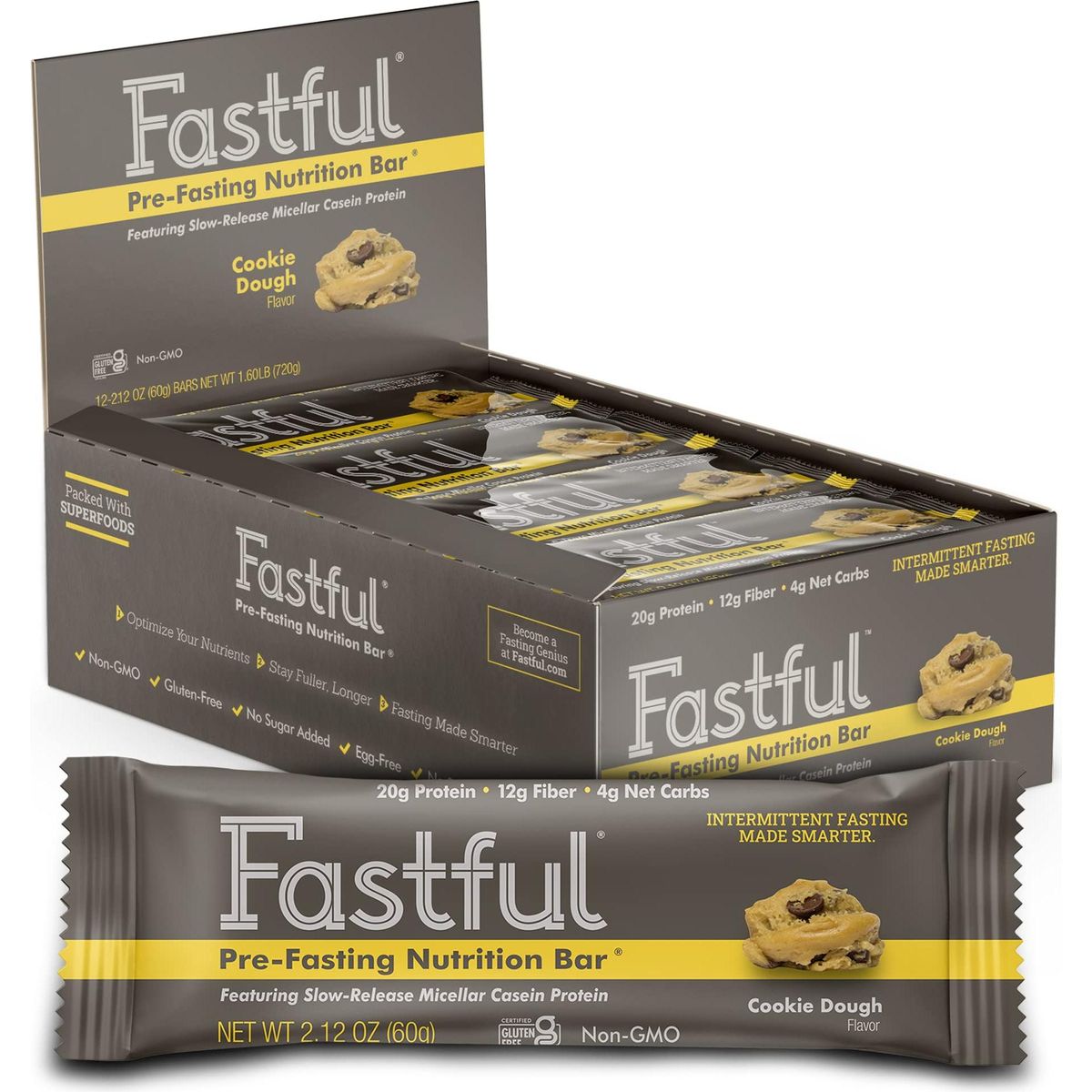 Fastful High Protein Bar for Intermittent Fasting, Pre-Fasting Nutrition - Cookie Dough