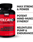 Force Factor Volcano Extreme Pre Workout Nitric Oxide Booster Supplement for Men with Creatine, L-Citrulline,and Huperzine A for Better Muscle Pumps, Strength, Focus, Workout Performance, 90 Tablets