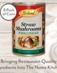 Roland Foods Canned Peeled Straw Mushrooms 15 Ounce Can Pack of 8