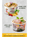 SIMPLY FOOD Instant Spicy Hue Styled Rice Vermicelli Noodles Bún Bò Hu¿  9 BOWLS 72g each  Thin White Round Rice Vermicelli Noodles in a Spicy Hue Styled Broth