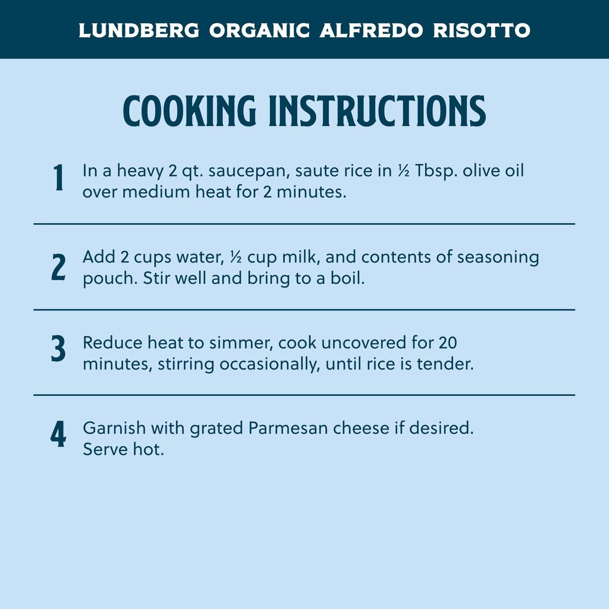 Lundberg Family Farms  Traditional Italian Risotto Alfredo Convenient Side Dish 20 Minute Cook Time Pantry Staple NonGMO GlutenFree USDA Certified Organic 55 oz 6Pack