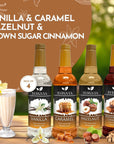 Syruvia Coffee Syrup Flavor Fusion Pack Vanilla Caramel Hazelnut and Brown Sugar Cinnamon  Elevate Your Coffee Game