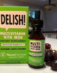 NovaFerrum Delish | Vegan Multivitamin with Iron for Infants, Toddlers & Kids | Immune Support | Organic Plant-Based D-3 | Gluten Free | Vegan Verified | Sugar Free | 1.69 Fl Oz (50 mL)