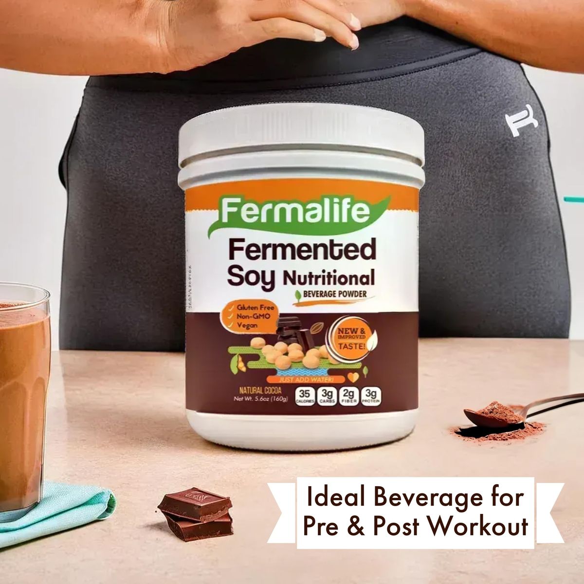 FERMALIFE USDA Organic Fermented Soy Nutritional Beverage  Mix 56oz 20 Servings NonGMO Vegan PlantBased Nutrients for Your Gut Bacteria