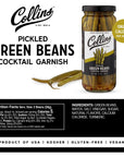 Collins Gourmet Pickled Green Beans for Cocktails  Premium Condiment Garnish for Cocktails Bloody Mary Condiments or Salads 12oz