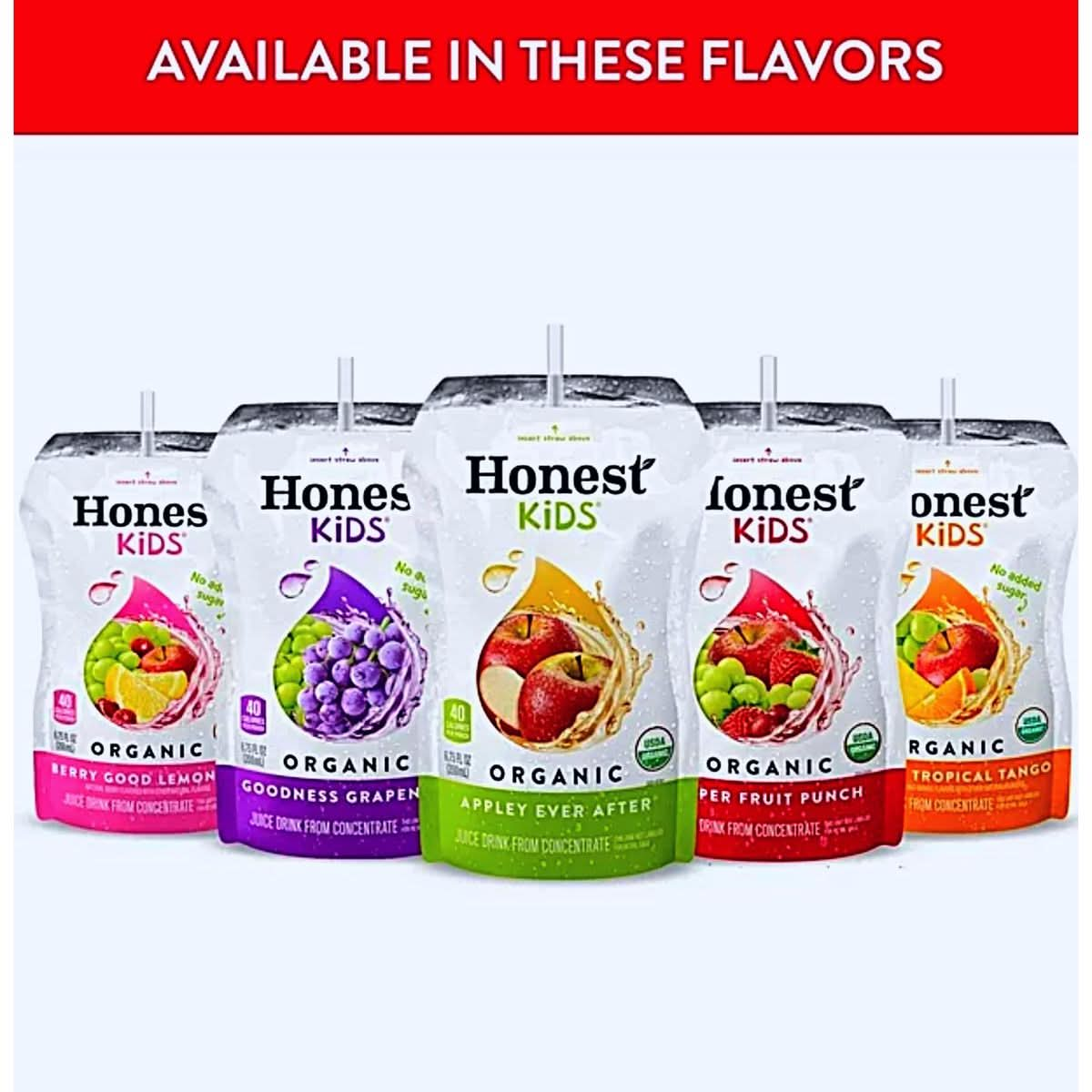 Honest Juice Boxes for Kids Organic Juice  Juice Pouches of Strawberry Peachy Keen Apple Juice Berry Lemonade Grape  Fruit Punch has No Added Sugar and Tasty Juice Drink for Adult and Kids  675 Fl oz Pouches BETRULIGHT Variety Pack of 8 Fruit Punch