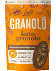 Livlo Keto Nut Granola Cereal - Grain Free & Gluten Free - 1g Net Carbs - Keto Friendly Low Carb Healthy Snack - Paleo & Diabetic Friendly Food - Cinnamon Almond Pecan, 11oz