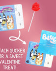 Bluey Classroom Valentine Exchange Kit 24 Cards and Individually Wrapped Strawberry Suckers Included Birthday Party Favors 423 Ounces