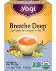 Yogi Tea  Breathe Deep 6 Pack  Supports Respiratory Health with Eucalyptus Thyme and Mullein Leaves  Caffeine Free  96 Organic Herbal Tea Bags