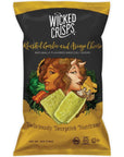 Baked Veggie Chips, Wicked Crisps - Roasted Garlic and Asiago Cheese Broccoli Crisps, Healthy Snack, Crunchy Gourmet Savory Crisps, No Additives or Preservatives, Gluten Free, Low-Fat, Kosher, Non-GMO, 4oz party-size bag (4 pack)