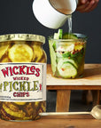 Wicked Pickle Chips 16 Oz  Tangy  Crisp Bundle with Moofin Golden SS Spoon Perfect for Snacking  Pickled Vegetables in Jar Bold Flavor No Artificial Colors or MSG Pack of 4