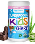 Feel Great USDA Organic Kids Protein Shake | Kids Protein Powder with Greens, Vitamins, Probiotics & Antioxidants | Vegan Chocolate Kids Nutritional Shake & Smoothie Mix | 60 Servings