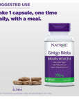 Natrol Brain Health Ginkgo Biloba 120mg, Dietary Supplement for Brain Health and Memory Support, 60 Capsules, 60 Day Supply