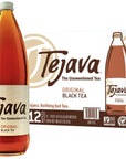 Tejava Original Unsweetened Black Iced Tea 12 Pack 1 Liter Glass Bottles NonGMO Kosher No Sugar or Sweeteners No calories No Preservatives Brewed in Small Batches