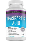 Simple-Organics D-Aspartic Acid Supplement, No Gluten - 180 Non-GMO Vegan Capsules