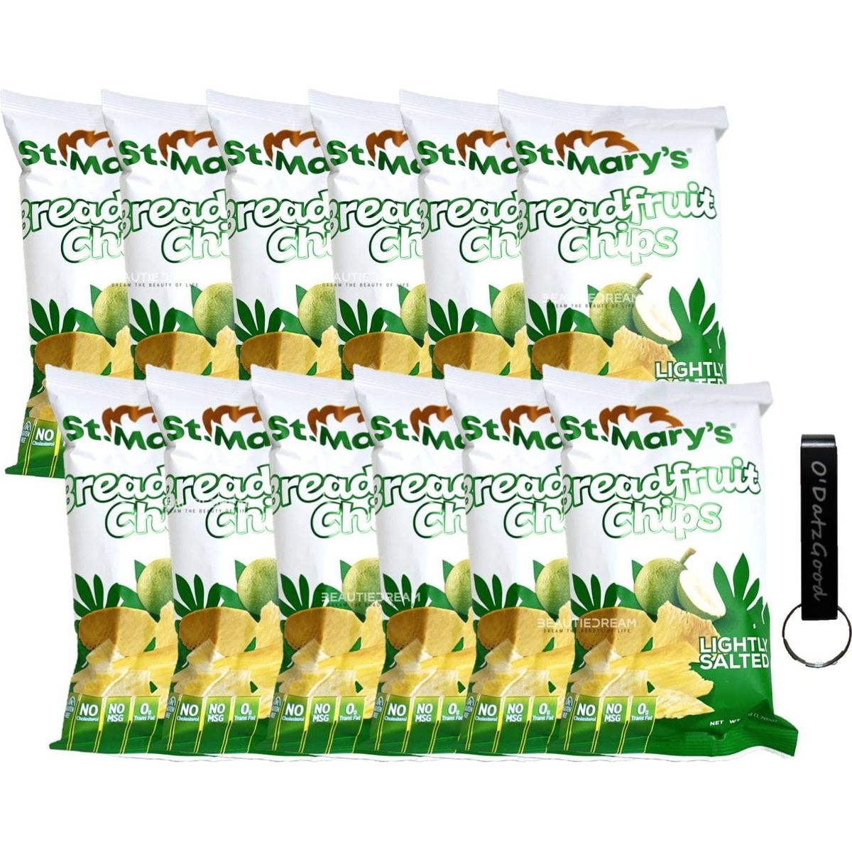 Breadfruit Chips by St. Marys Pack of 12 Sealed with ODatzGood and Keychain Bottle Opener (Pack of 12)