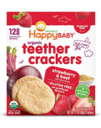 Happy Baby Organics Organic Teether Crackers Gluten Free Strawberry & Beet with Amaranth, 0.14 Oz,12 Count (Pack of 6)