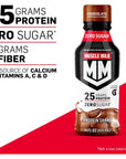 Muscle Milk Genuine Protein Shake Chocolate 14 Fl Oz Bottle 12 Pack 25g Protein Zero Sugar Calcium Vitamins A C  D 6g Fiber Energizing Snack Workout Recovery Packaging May Vary