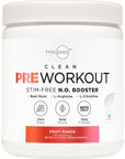 Ultra Clean Stim Free Pump Pre Workout + Nitric Oxide Booster (Fruit Punch) Beetroot, 7G Arginine Citrulline Malate, Betaine, Beta A, ACV+ - Sugar/Caffeine Free Natural Non Stim Preworkout Men & Women