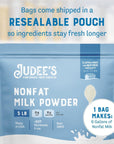 Judee’s Non-Fat Milk Powder 5 lb - 100% Non-GMO, Keto-Friendly - rBST Hormone-Free, Gluten-Free and Nut-Free - Good Source of Protein and Calcium - Made in USA