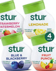 Stur  Founders Favorites Variety Pack Natural Water Enhancer 4 Bottles Makes 80 Flavored Waters  Sugar Free Zero Calories