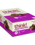 think! Protein Bars, High Protein Snacks, Gluten Free, Kosher Friendly, Chocolate Fudge, Nutrition Bars, 2.1 Oz per Bar, 10 Count (Packaging May Vary)