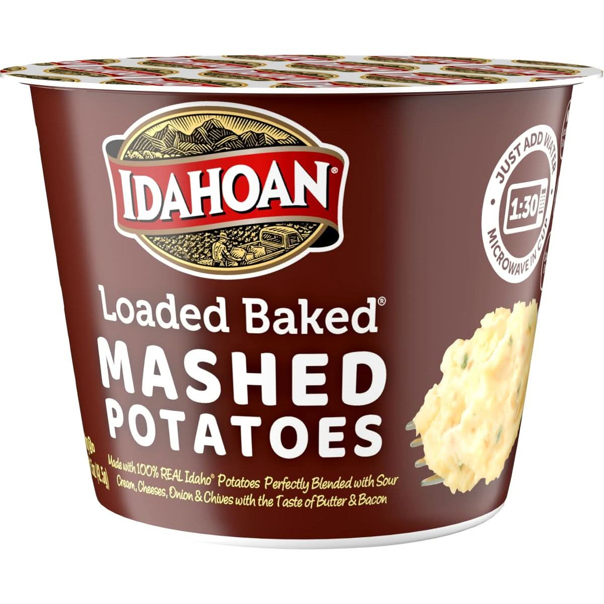 Idahoan Loaded Baked Mashed Potatoes Made with GlutenFree 100Percent Real Idaho Potatoes 15 oz Cup Pack of 10