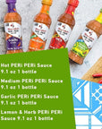 Nando's PERi-PERi Hot Sauce Variety Gift Pack - Medium, Hot, Garlic, Lemon & Herb Piri Piri Sauces | Flavorful Hot Sauce Gift Set Box | Great as Wing Sauces! Gluten Free - 9.1 oz (4 Pack)