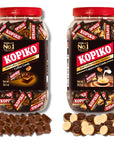 Kopiko Coffee and Cappuccino Candy in Jar Variety Bundle 2 Pack 800g282oz in ShopEssential Bag