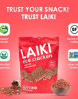 LAIKI Red Rice Crackers  Gluten Free Snacks  Deliciously Light and Airy Crunch  AllergenFriendly Vegan NonGMO Verified FODMAP Friendly Rice Crackers Red Rice  353 Ounce Bag Pack of 8