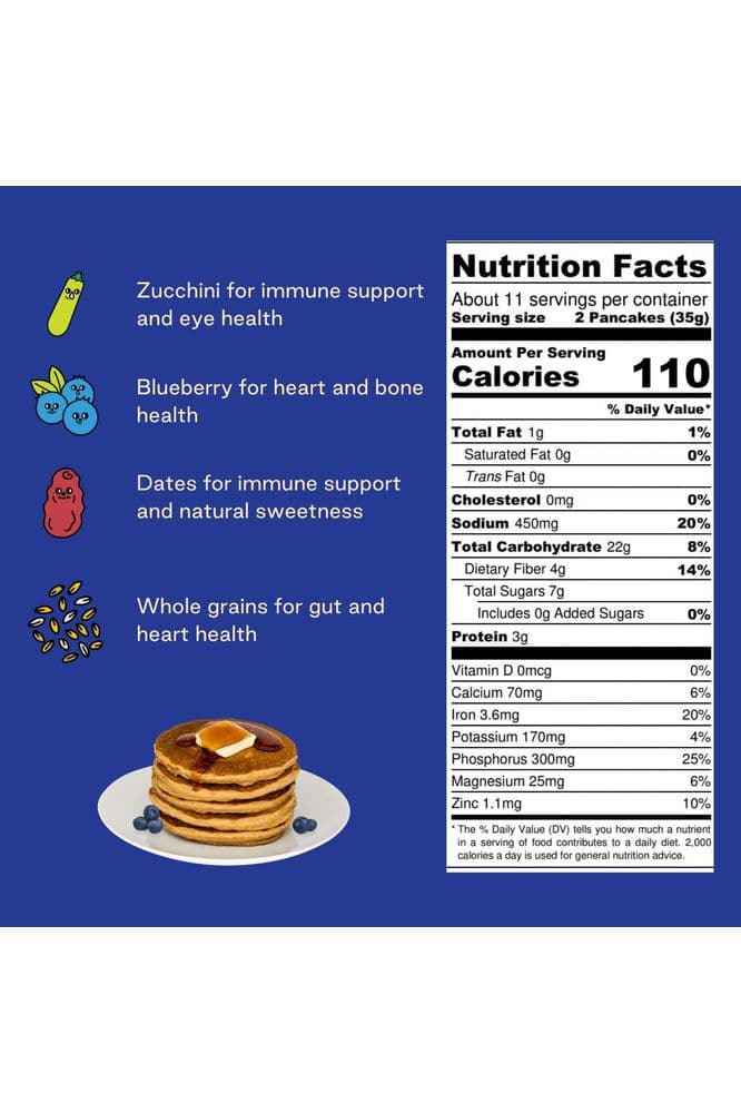 Otherworld Plant-Based Original Pancake &amp; Waffle Mix with Blueberry and Zucchini - Superfoods, 3g Plant Protein, 4g Fiber, Vegan, Dairy Free, 0g Added Sugar, Non-GMO, 14 Oz (Pack of 3) (Blueberry)