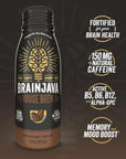 BRAINJAVA House Brew Ready To Drink Coffee 4 Pack Black Fair Trade Arabica Coffee with 150mg Caffeine LTheanine Potassium B Vitamins For Focus Clarity Gluten Free Vegan 8 fl oz Bottles