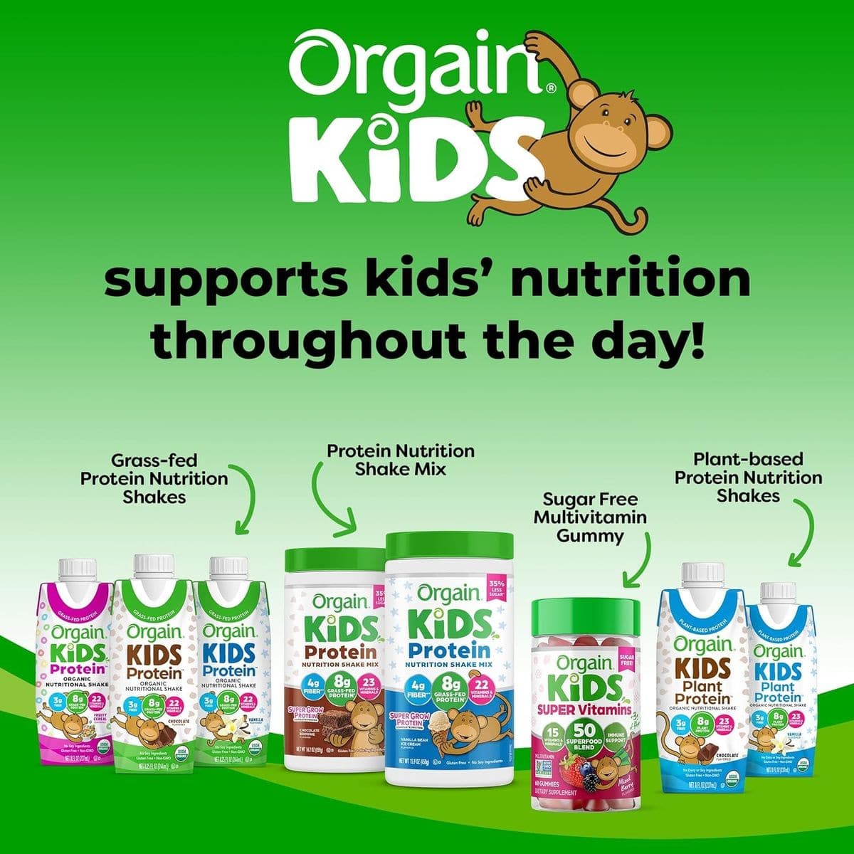 Orgain Organic Kids Nutritional Protein Shake Fruity Cereal Healthy Kids Snacks 8g Dairy Protein 4g Fiber 22 Vitamins  Minerals No Soy ingredients Gluten Free NonGMO 825 Fl Oz Pack of 12