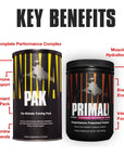 Animal Pak 44 and Primal Pre Workout Stack - Multivitamin and Mineral Vitamin Tablets Plus Focus, Pumps and Energy with Hydration Preworkout Electrolyte Powder