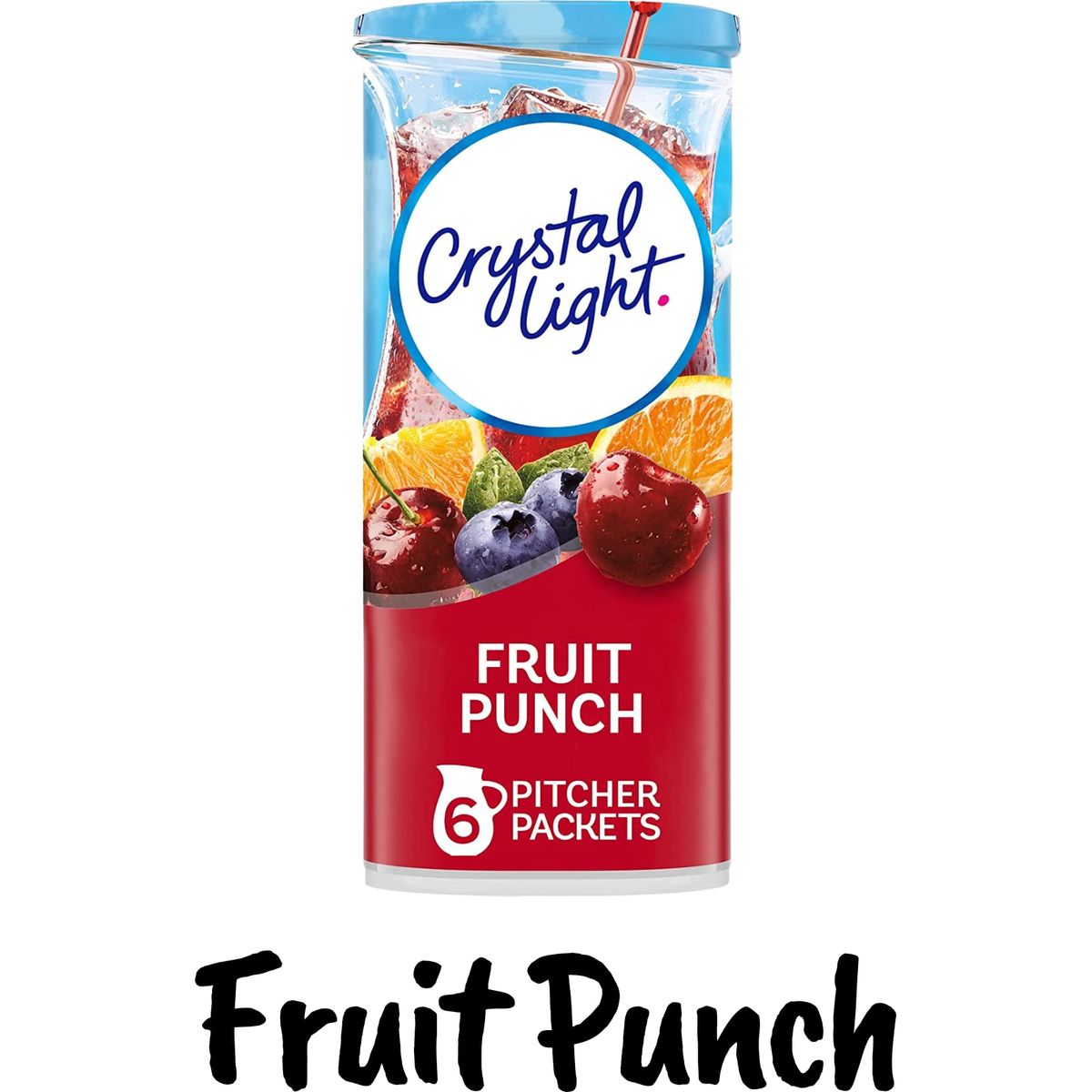 Crystal Light Kid Flavor Variety Pack Of 6  12 Quart Canisters  1 Each Of Lemonade Pink Lemonade Fruit Punch Concord Grape Strawberry Orange Banana Raspberry Lemonade Bundled with a stirring Spoon