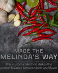 Melinda’s - A Taste of Melinda’s Collection - Craft Pepper Sauce and Condiment Gift Set - Includes Black Truffle, Thai Sweet Chili, Roasted Garlic & Habanero, Ghost Pepper, Spicy Garlic Parmesan- 12 oz, 6 Pack