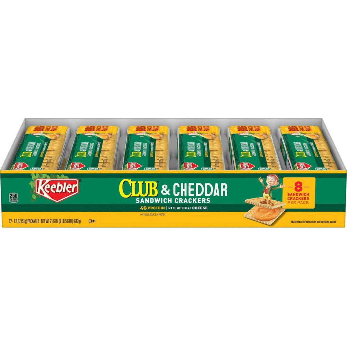 Keebler Products  Keebler  Sandwich Cracker Club  Cheddar 8Cracker Snack Pack 12 PacksBox  Sold As 1 Box  Individually packaged  Eight crackers per pack