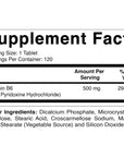 Vitamatic Vitamin B6 (Pyridoxine HCI), 500 mg 120 Vegetarian Tablets - Promotes Energy Production, boosts Metabolism and Immune Health Support