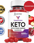 Justified Laboratories Transform Keto ACV Gummies 1000MG Vegan Non GMO with Pomegranate Juice Beet Root B12 60 Gummys